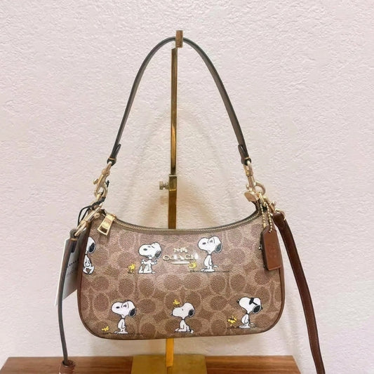 Coach x Peanuts Teri Shoulder Bag in Signature Canvas with Snoopy Print