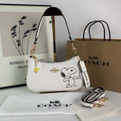 Coach CBJ76 Peanuts Leather Teri Shoulder Bag With Snoopy Crossbody Purse