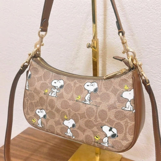 Coach x Peanuts Teri Shoulder Bag in Signature Canvas with Snoopy Print