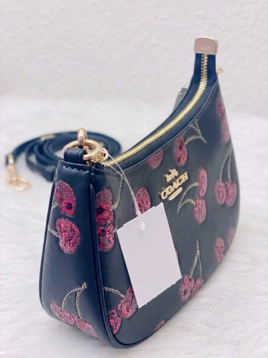 Coach Teri Shoulder Bag with Cherry Print (Black / Navy Multi