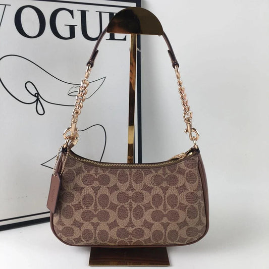 Coach Teri Shoulder Bag in Signature Canvas (Brown / Black - Style Code: CV933)