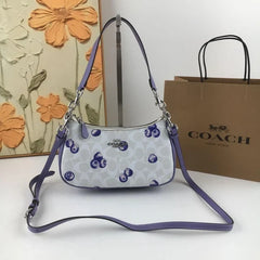 Coach Teri 2-Way Shoulder Bag Signature Canvas Blueberry Print CR292